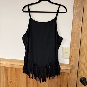 SHEIN Black Fringe Tank Top